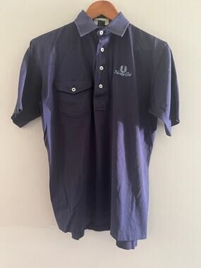 Vintage IZOD 100% Cottton Polo Shirt Heritage Club SC Navy Blue Size Medium JL